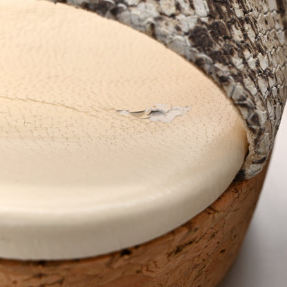 Jimmy Choo Snakeskin Cork Parker Wedge Sandals 38.5 Natural 8 of 9