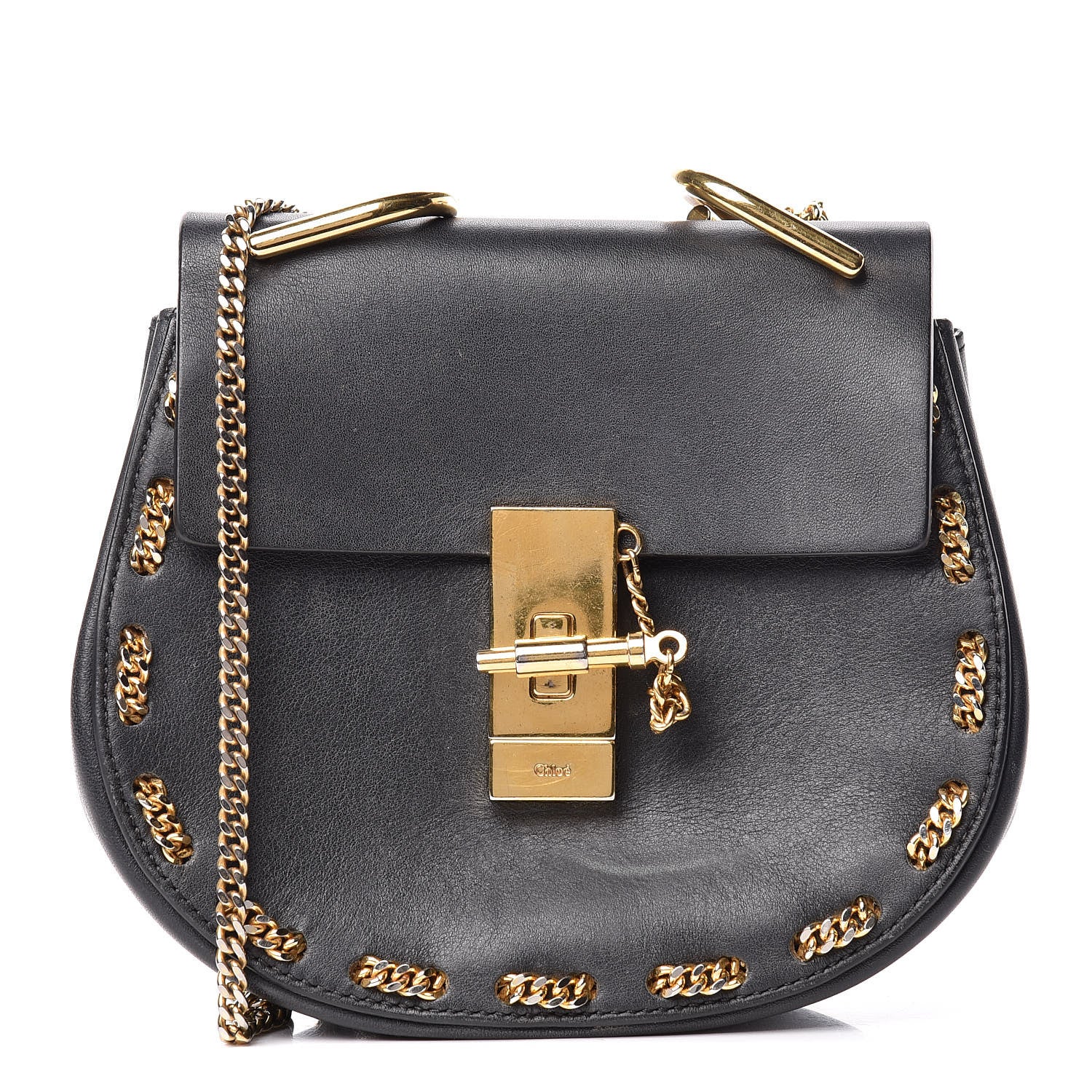 Chloe Calfskin Mini Drew Chain Shoulder Bag Black 1 of 14