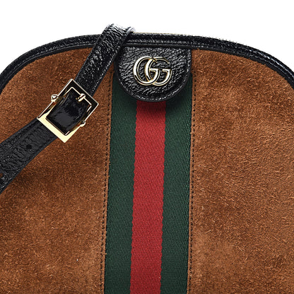 Gucci Suede Patent Web Small Ophidia Dome Shoulder Bag Nocciola Black 10 of 10