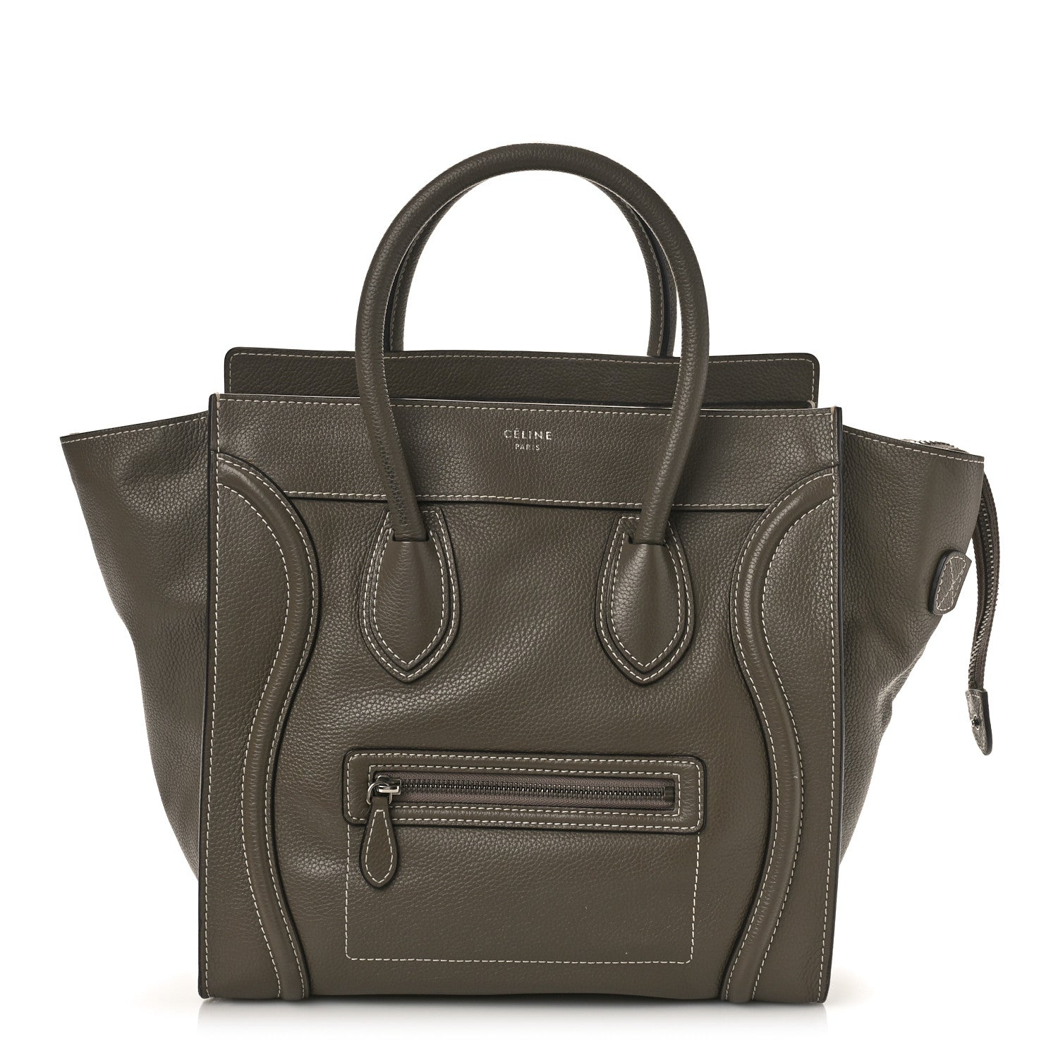 Celine Drummed Calfskin Mini Luggage Souris 1 of 11