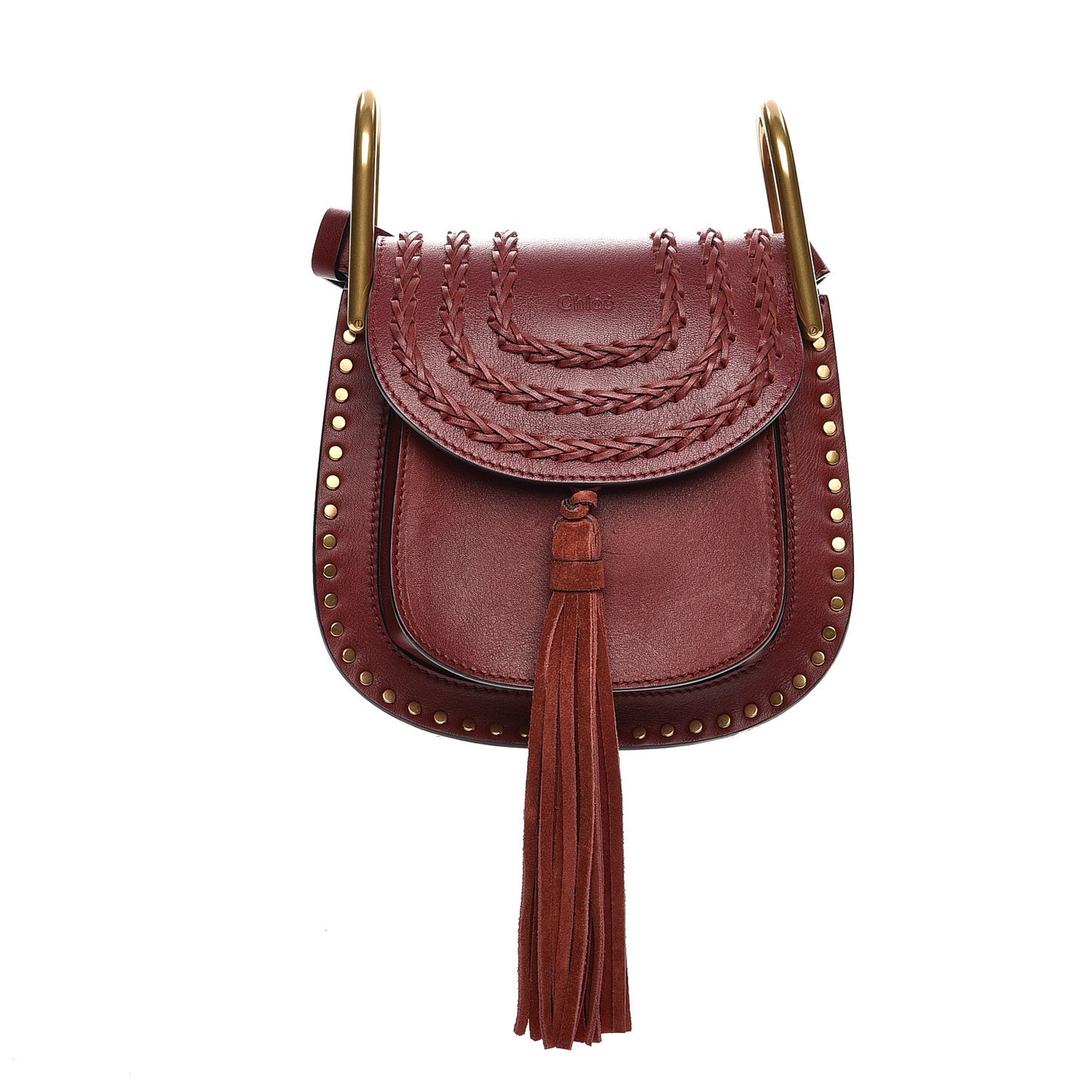 Calfskin Braided Mini Hudson Shoulder Bag Sienna Red
