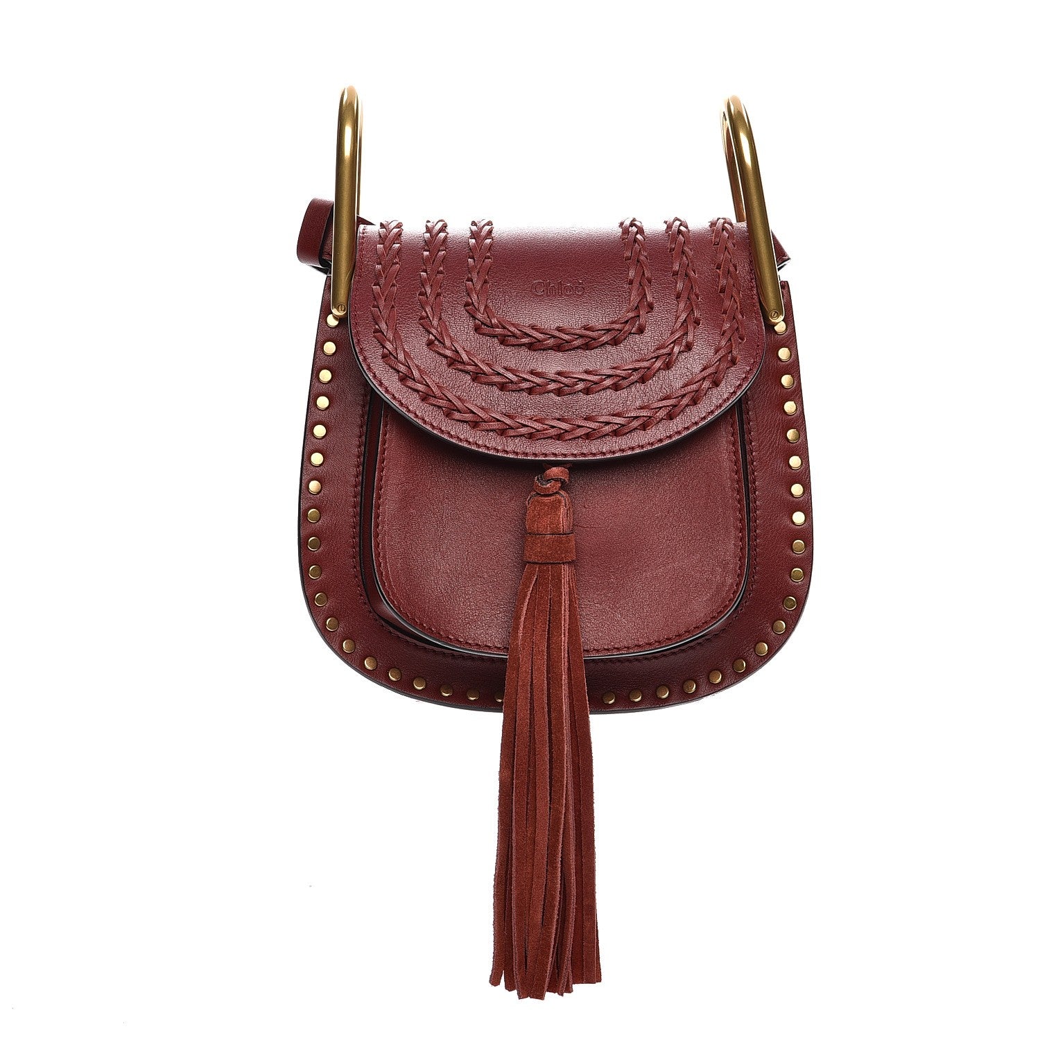 Chloe Calfskin Braided Mini Hudson Shoulder Bag Sienna Red 1 of 9