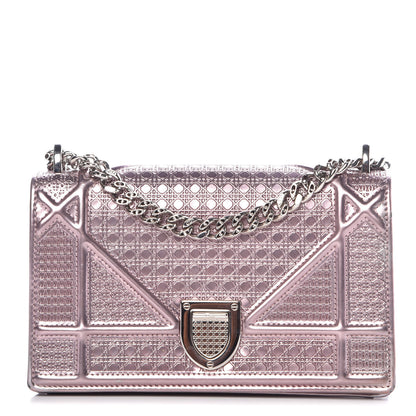 Christian Dior Metallic Patent Micro-Cannage Mini Diorama Flap Bag Pink 1 of 8