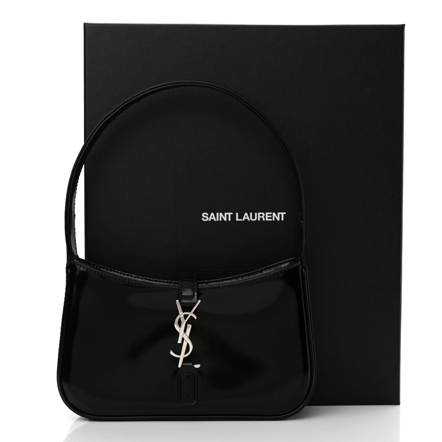 Patent Calfskin Le 5 A 7 Mini Hobo Black