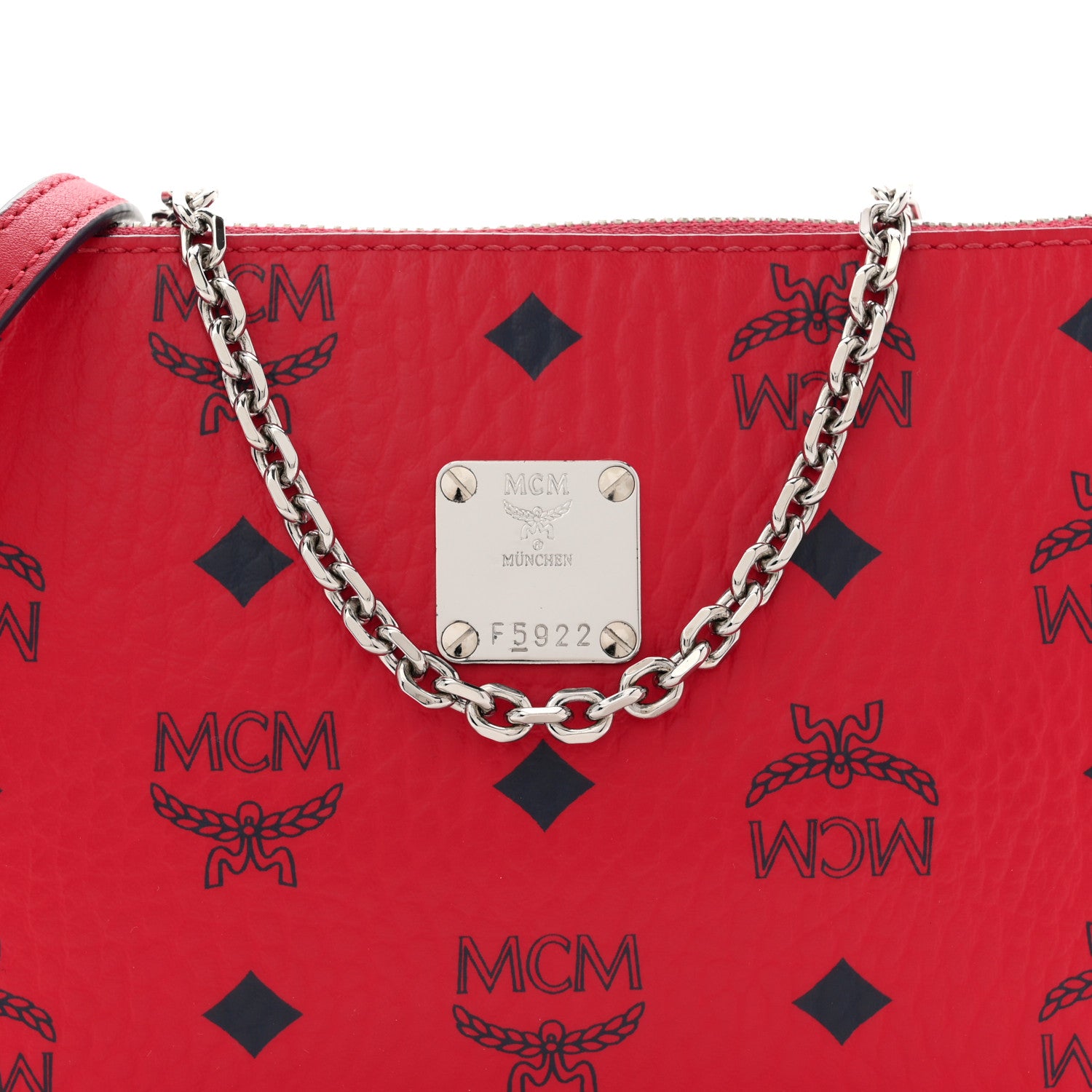 MCM Visetos Aren Crossbody Bag Red 8 of 10