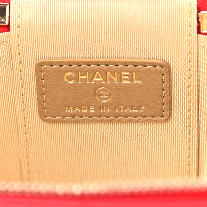 Chanel Lambskin Quilted Pearl Crush Mini Vanity Case With Chain Red 6 of 9