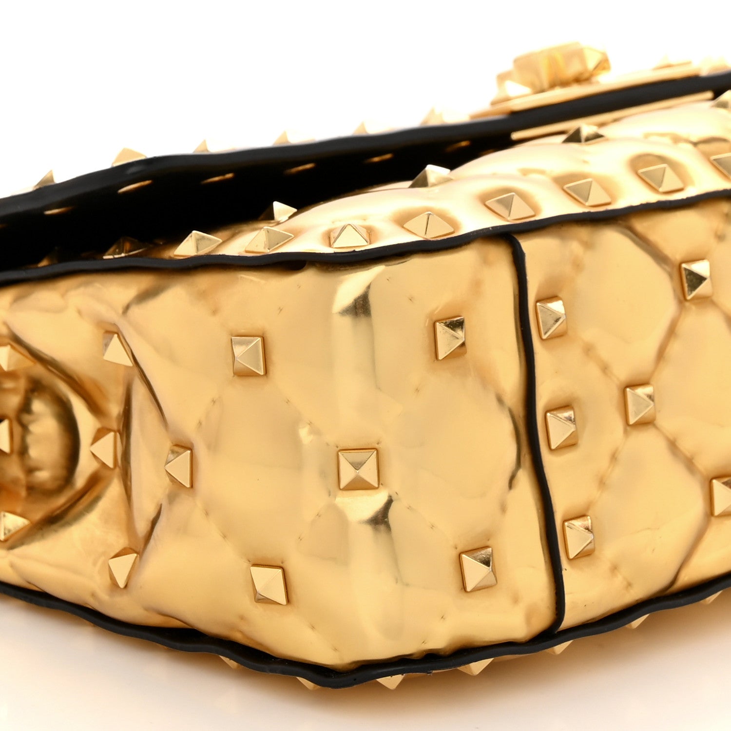 Valentino Garavani Metallic Patent Small Rockstud Spike Shoulder Bag Gold 8 of 9