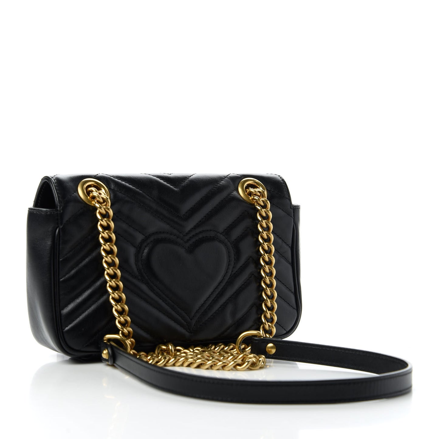 Calfskin Matelasse Mini GG Marmont Shoulder Bag Black