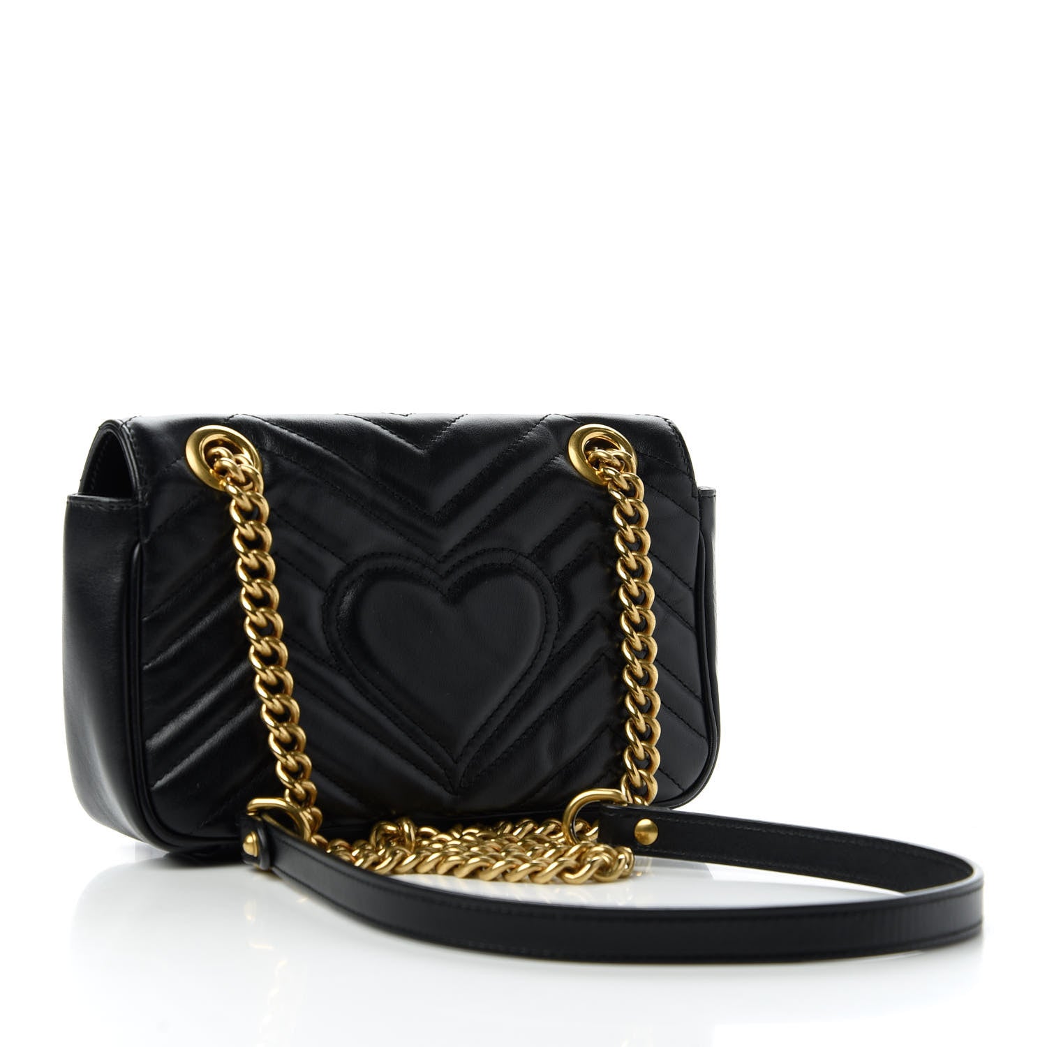 Gucci Calfskin Matelasse Mini GG Marmont Shoulder Bag Black 3 of 11