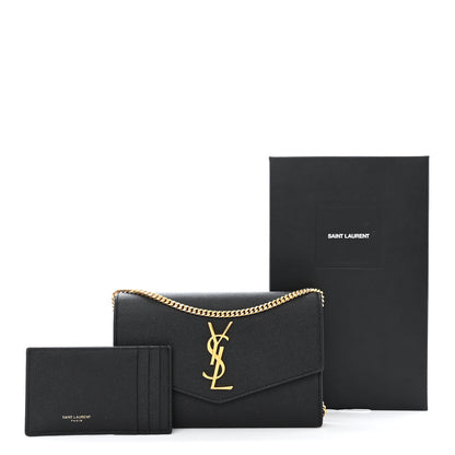 Saint Laurent Grain de Poudre Uptown Chain Wallet Black 14 of 14