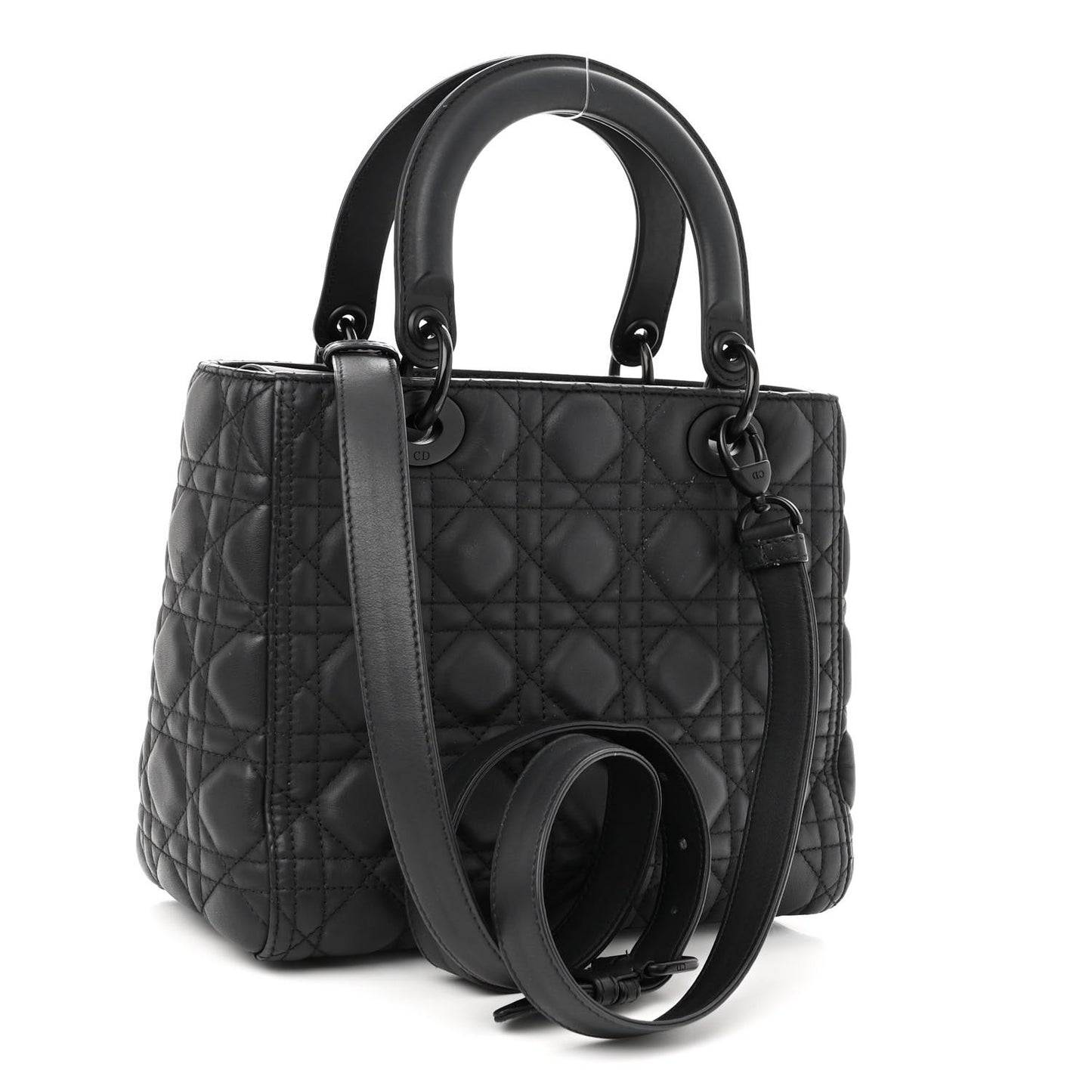 Ultra Matte Calfskin Cannage Medium Lady Dior Black