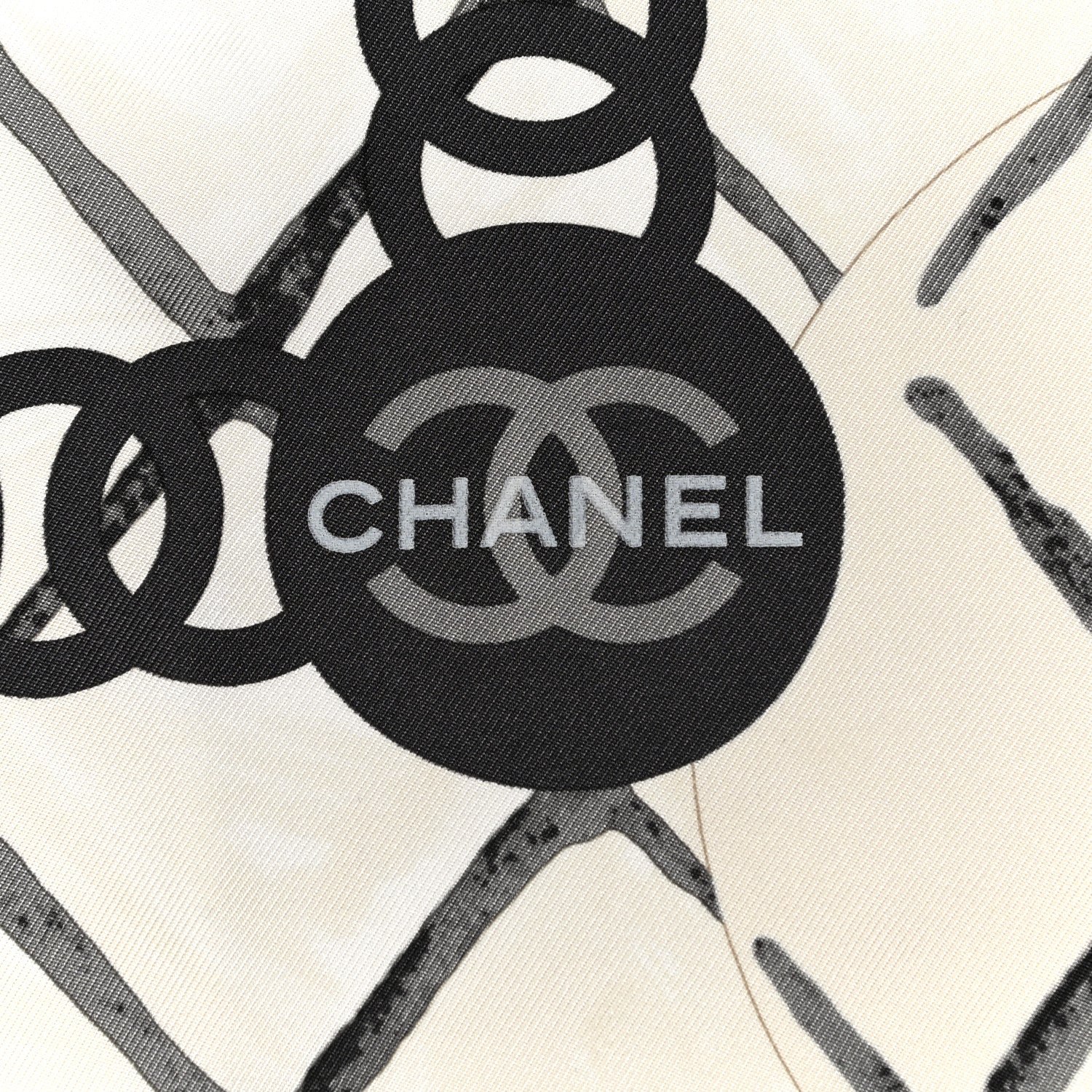 Chanel Silk Camellia CC Square Scarf Ivory 2 of 3