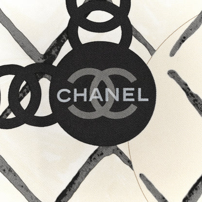 Chanel Silk Camellia CC Square Scarf Ivory 2 of 3