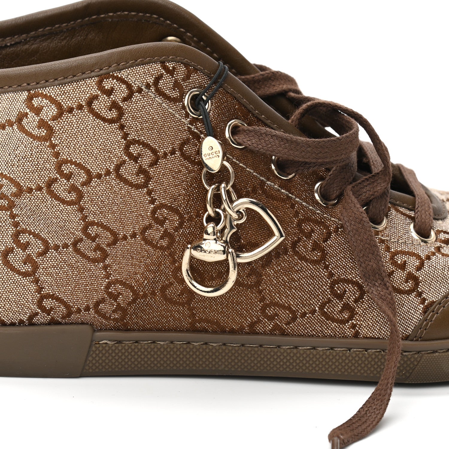 Gucci Monogram Womens High Top Sneakers 36 Ebony Gold 7 of 9