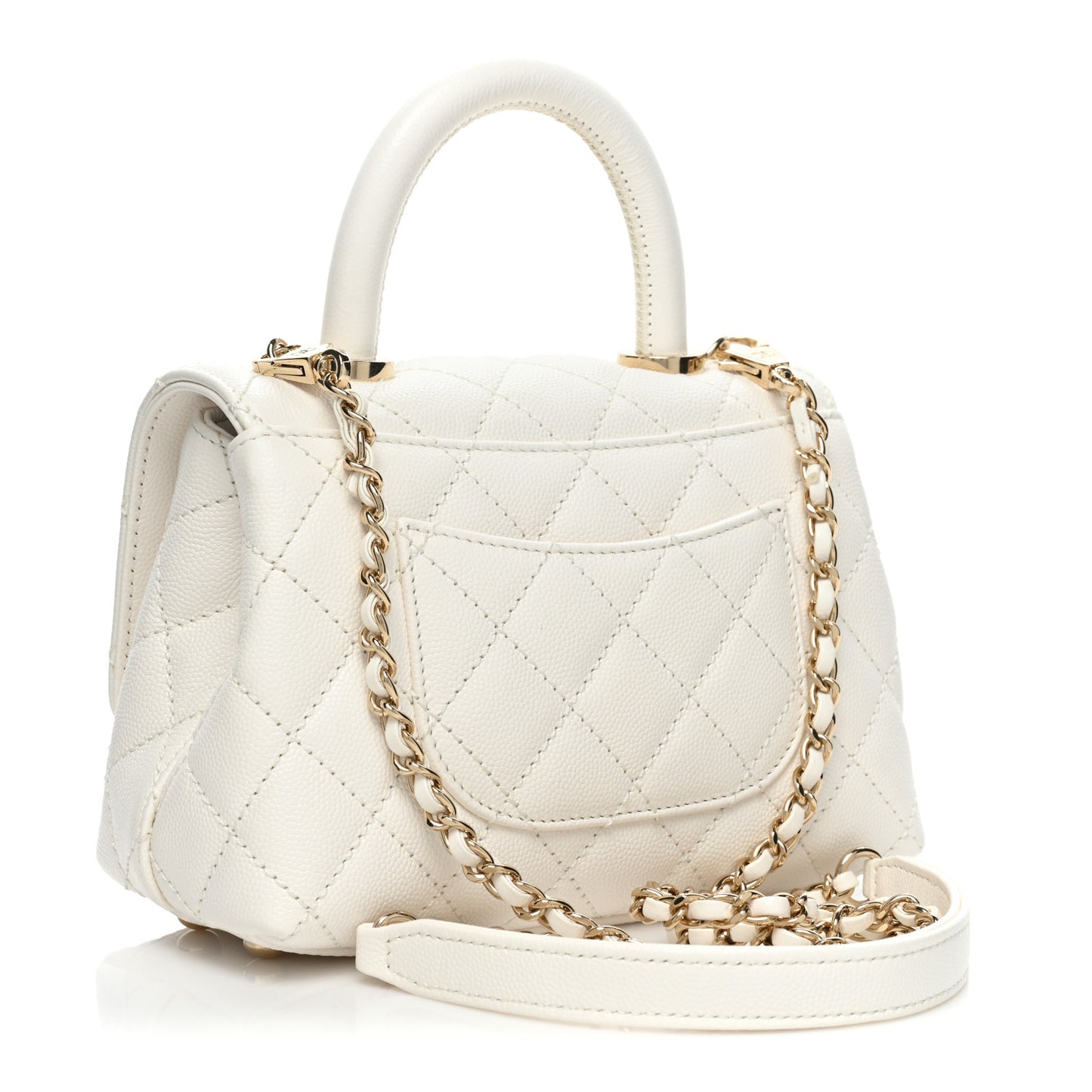 Caviar Quilted Extra Mini Coco Handle Flap White