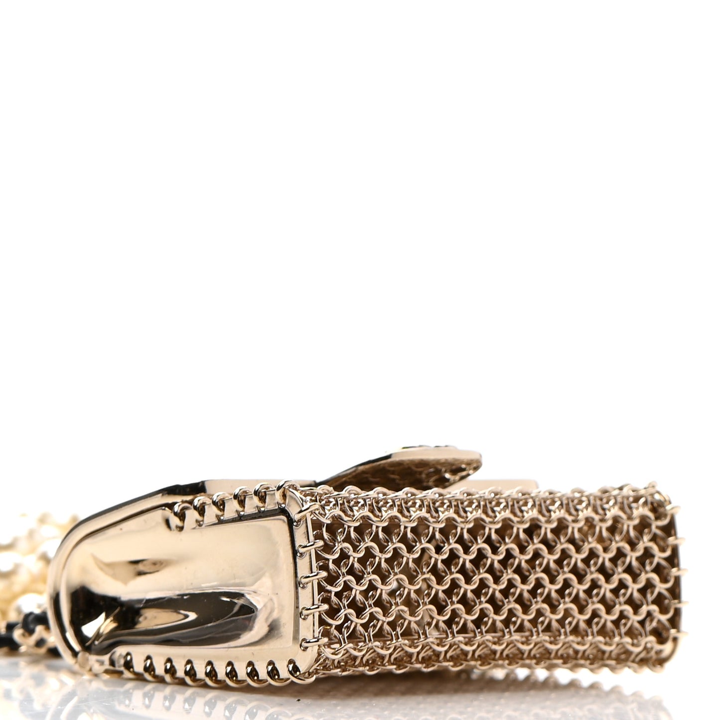 Metal Lambskin Pearl Chain Flap Bag Long Necklace Gold Black Pearly White