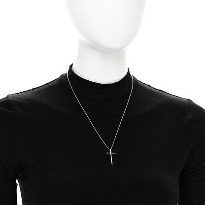 Tiffany 18K White Gold Diamond Metro Cross Pendant Necklace 2 of 5