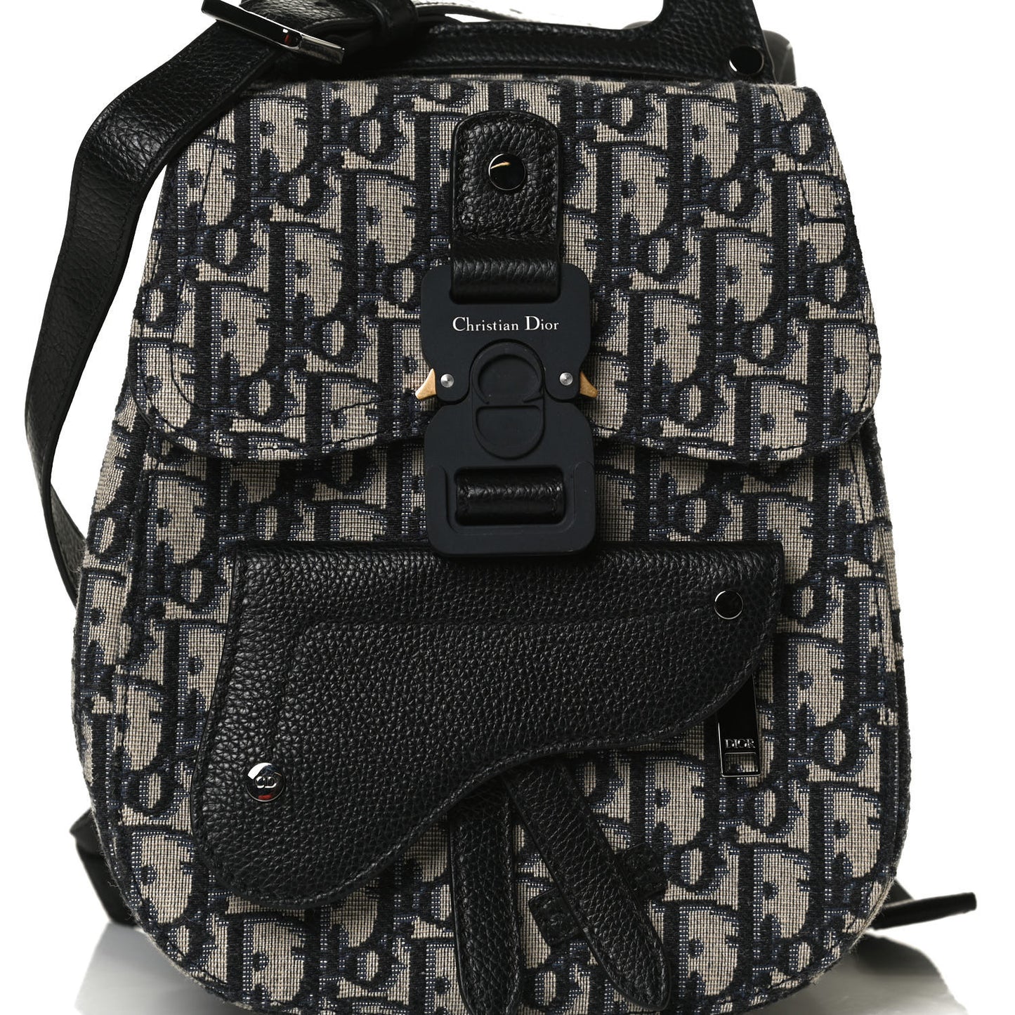 HOMME Oblique Calfskin Mens Mini Saddle Backpack Navy Blue