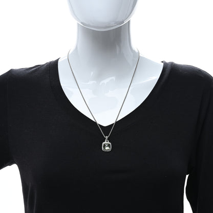 David Yurman Sterling Silver Diamond Prasiolite 11mm Albion Pendant Necklace 3 of 5