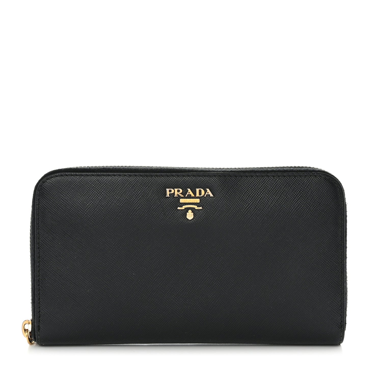 Saffiano Metal Zip Around Wallet Black