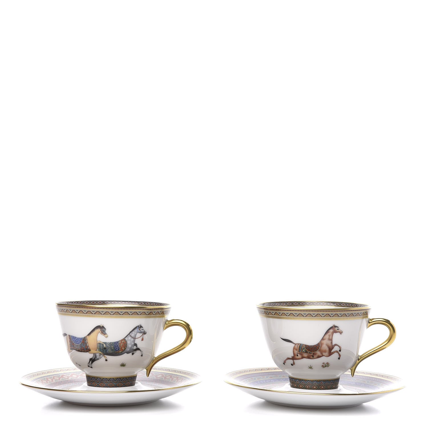 Hermes Porcelain Cheval d'Orient Tea Cup and Saucer Set of 2 1 of 6