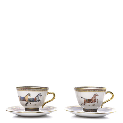 Hermes Porcelain Cheval d'Orient Tea Cup and Saucer Set of 2 1 of 6