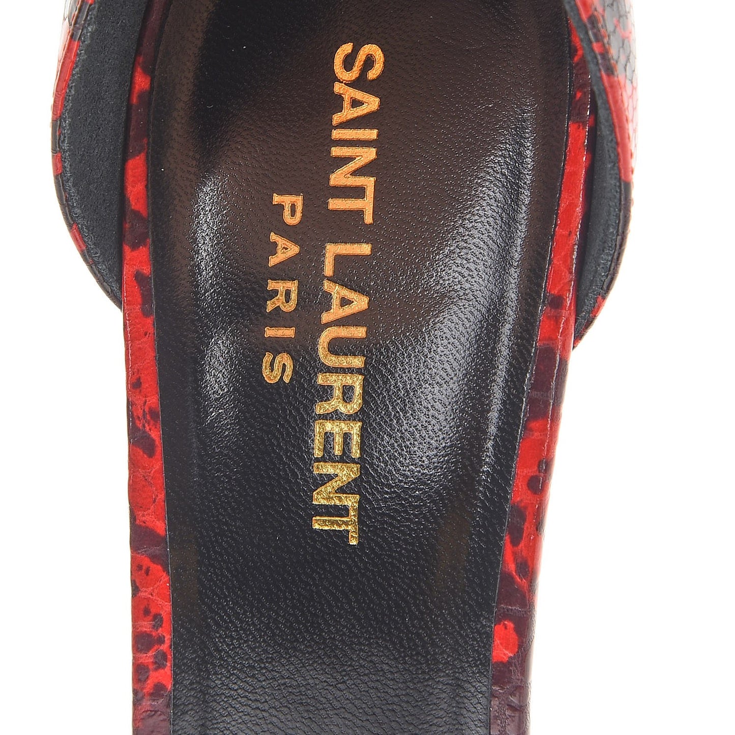 Snake Calfskin Embossed Jane 105 Ankle Strap Sandals 40 Red Black