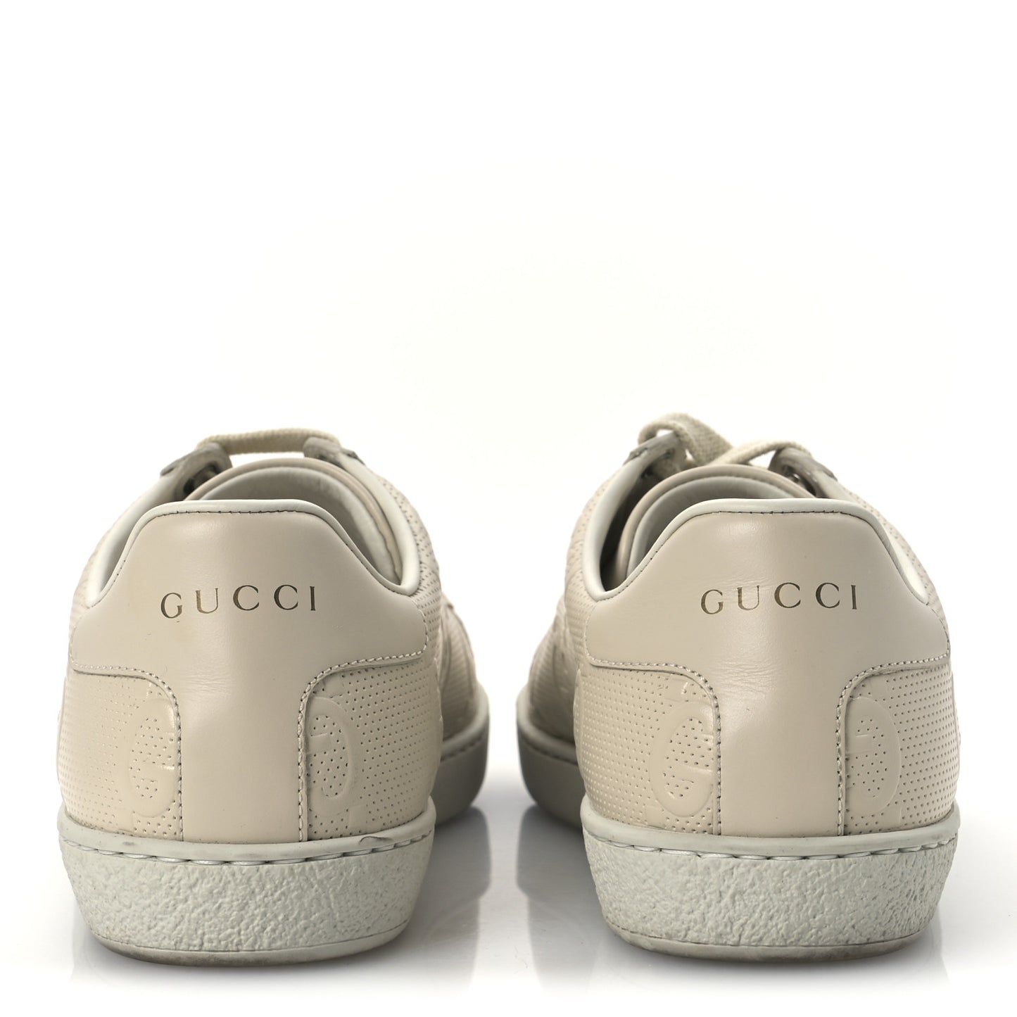 Calfskin GG Tennis Embossed Ace Sneakers 37 Mystic White