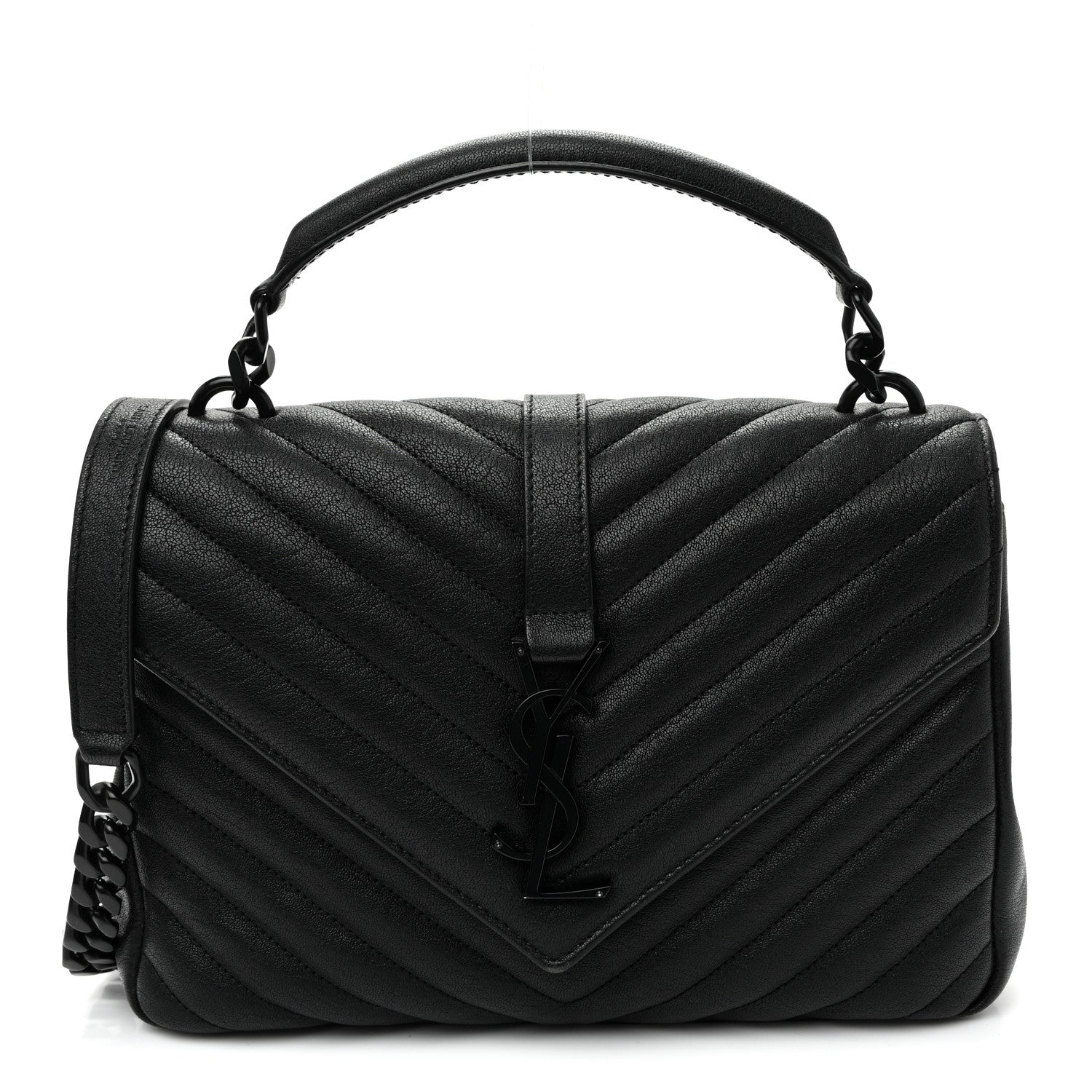 Saint Laurent Sheepskin Matelasse Chevron Monogram Monochrome Medium College Bag Black 1 of 9