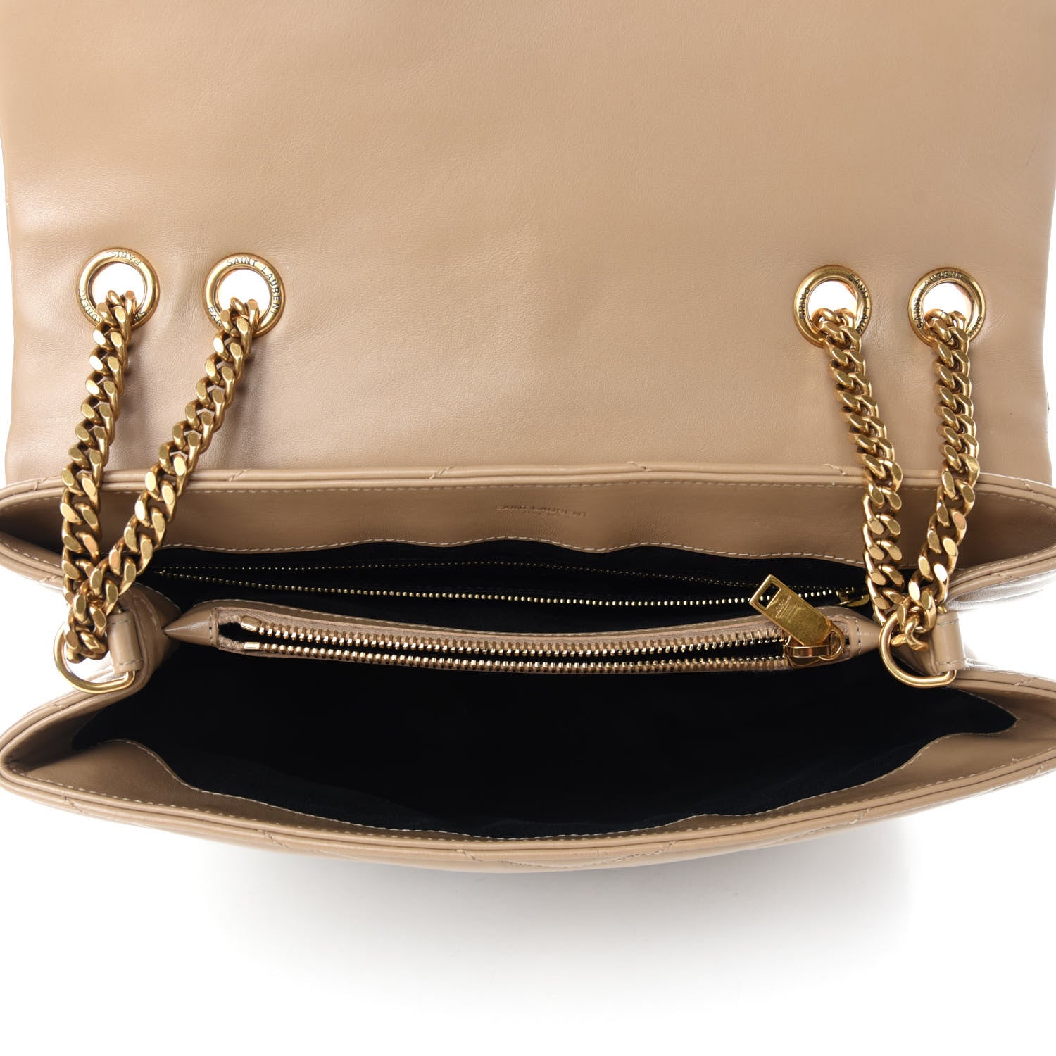 Saint Laurent Calfskin Y Quilted Monogram Medium Loulou Chain Satchel Nude Powder 5 of 16