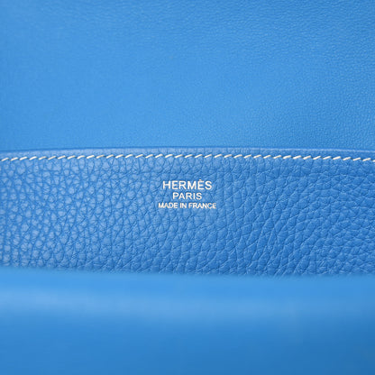 Hermes Taurillon Clemence Halzan 31 GM Bleu Zanzibar 9 of 11