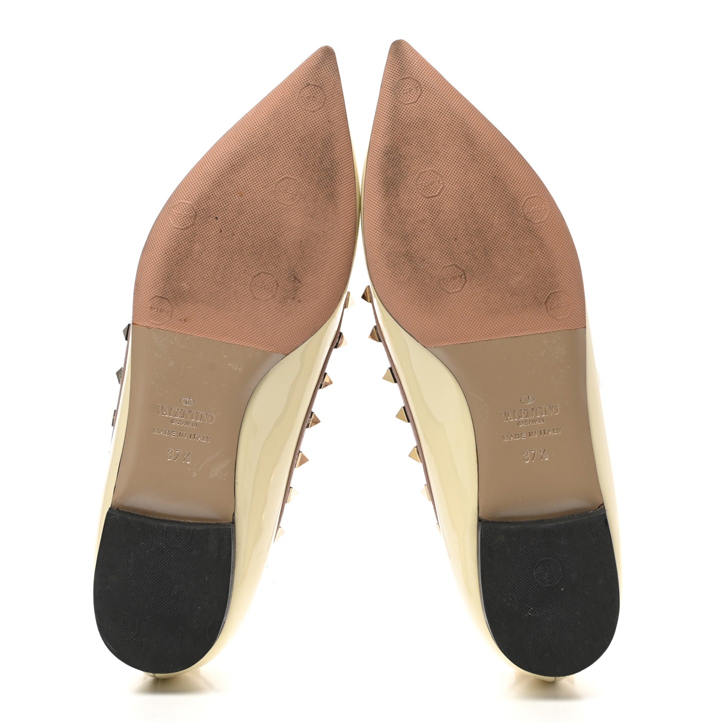 Patent Rockstud Ballerina Flats 37.5 Ivory Poudre