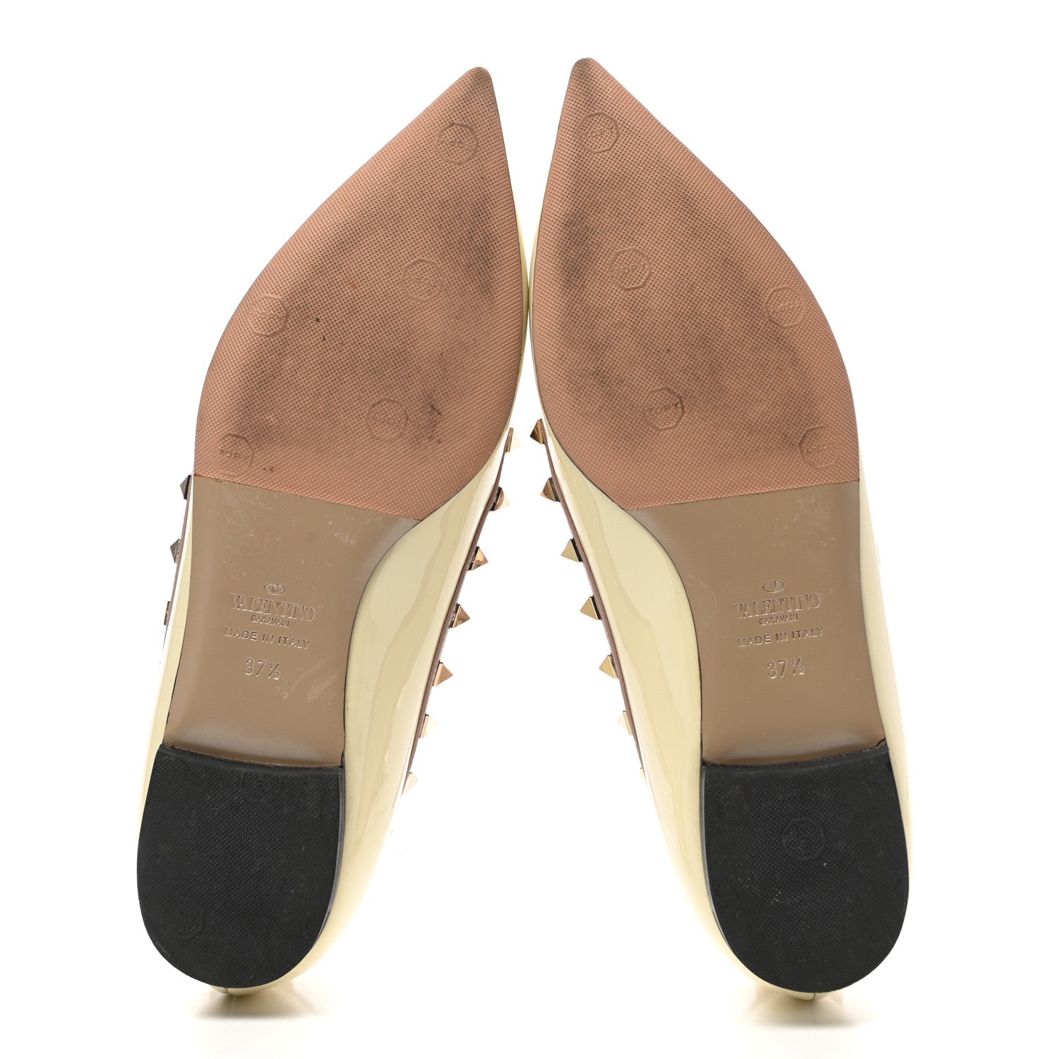 Valentino Garavani Patent Rockstud Ballerina Flats 37.5 Ivory Poudre 5 of 8