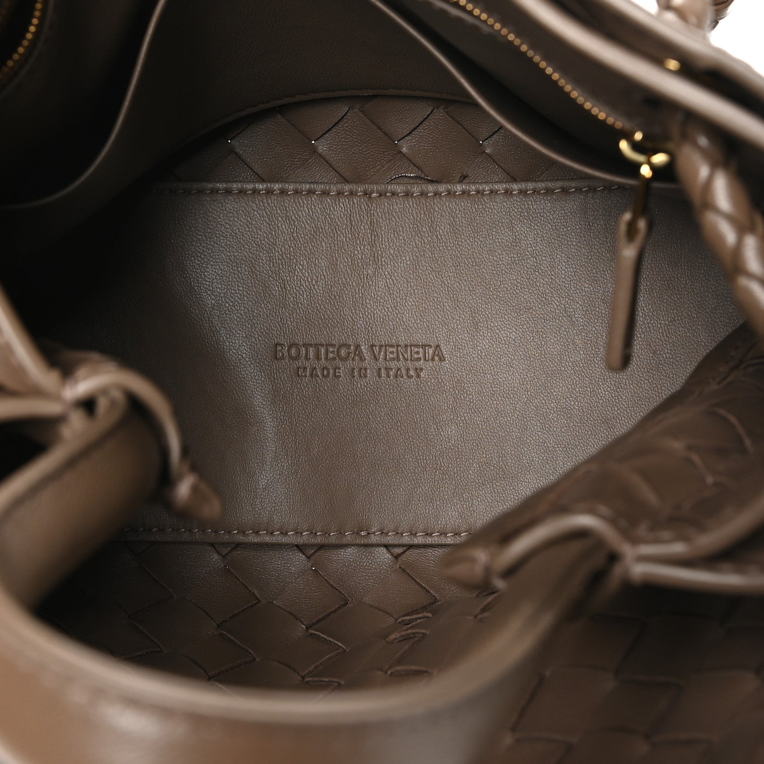 Bottega Veneta Nappa Intrecciato Small Andiamo Shoulder Bag Taupe Grey 5 of 9