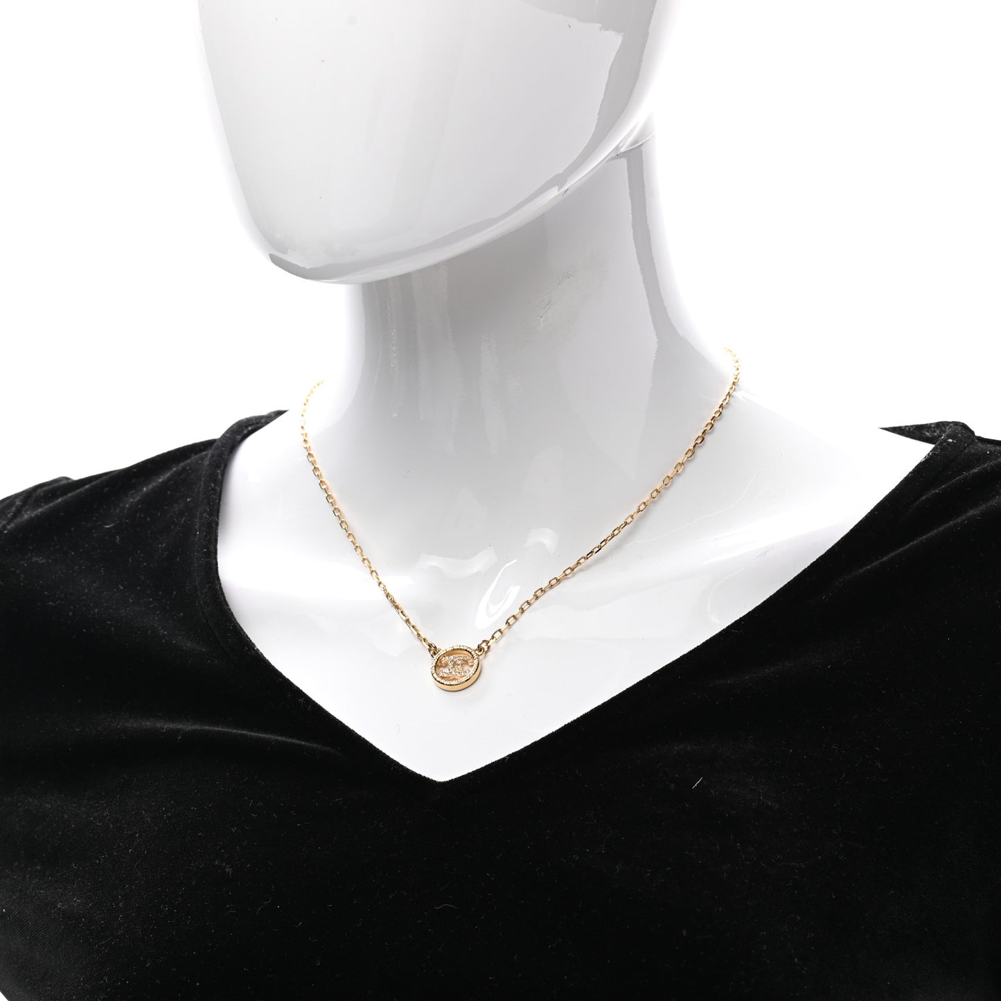 Crystal CC Chain Short Necklace Gold