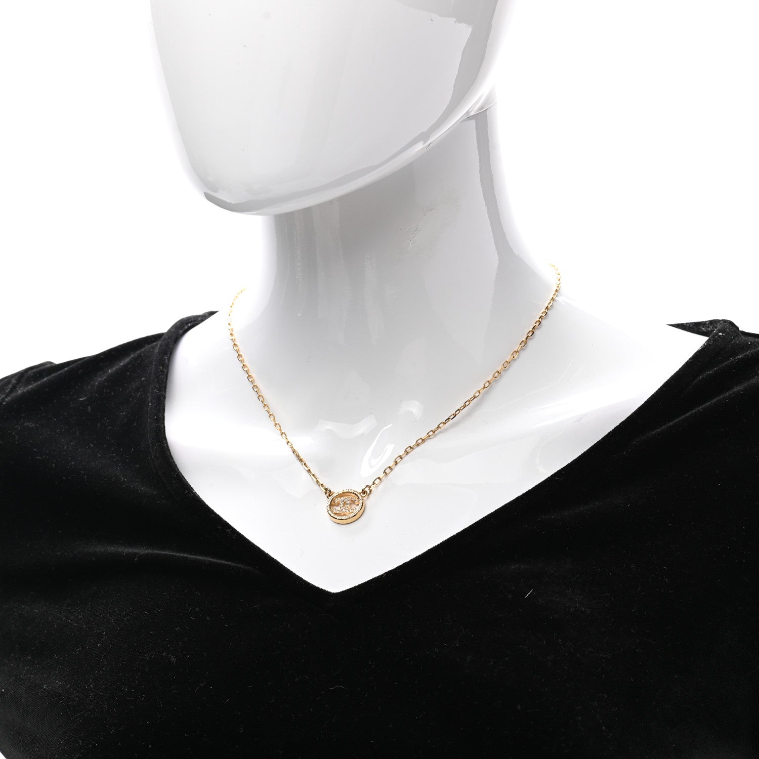 Chanel Crystal CC Chain Short Necklace Gold 2 of 7