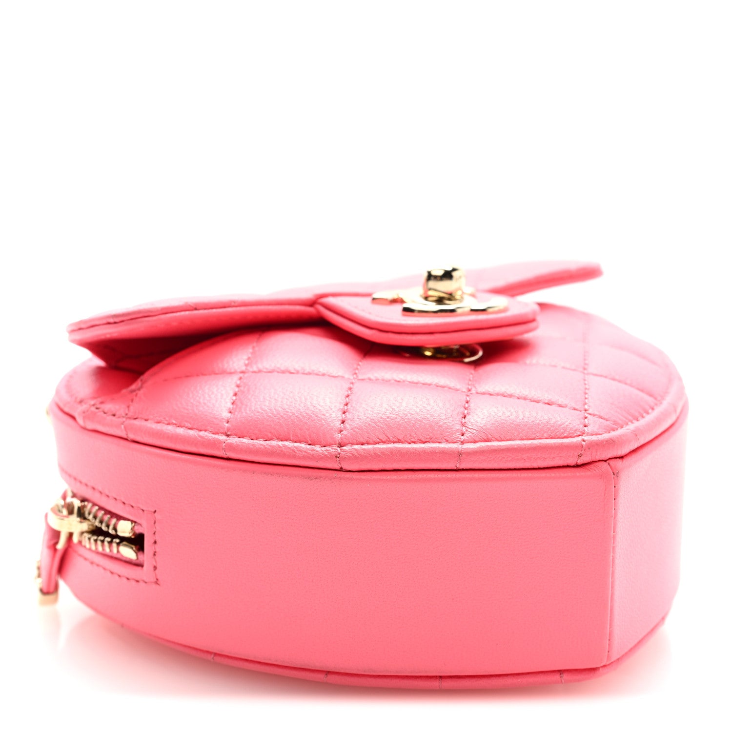 Chanel Lambskin Quilted CC In Love Heart Clutch With Chain Pink 4 of 10