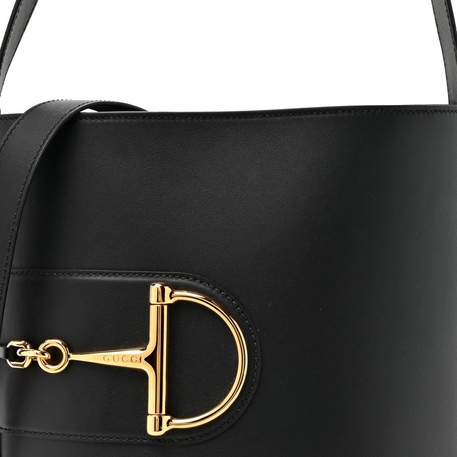 Gucci Arabella Calfskin Horsebit 73 Medium Bucket Bag Black 8 of 10