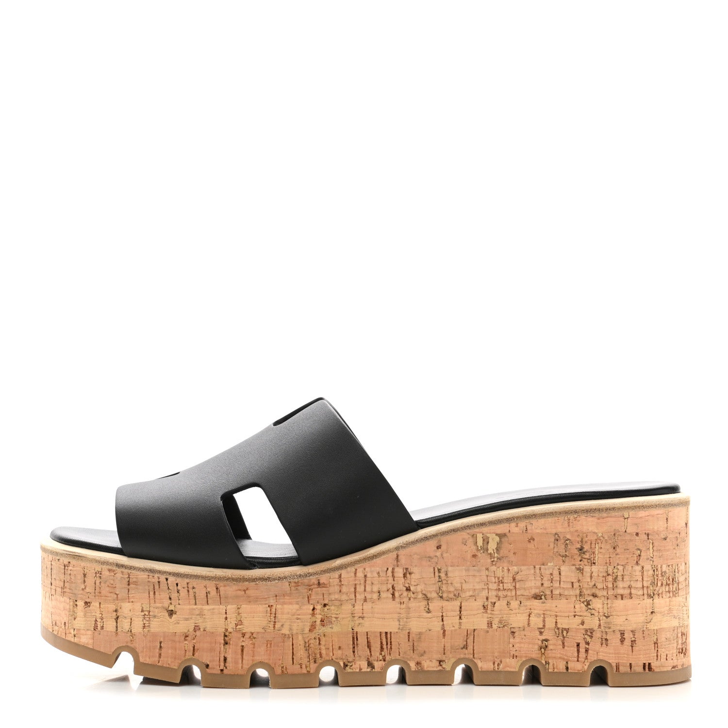 Hermes Calfskin Cork Eze 30 Sandals 40 Black 1 of 9