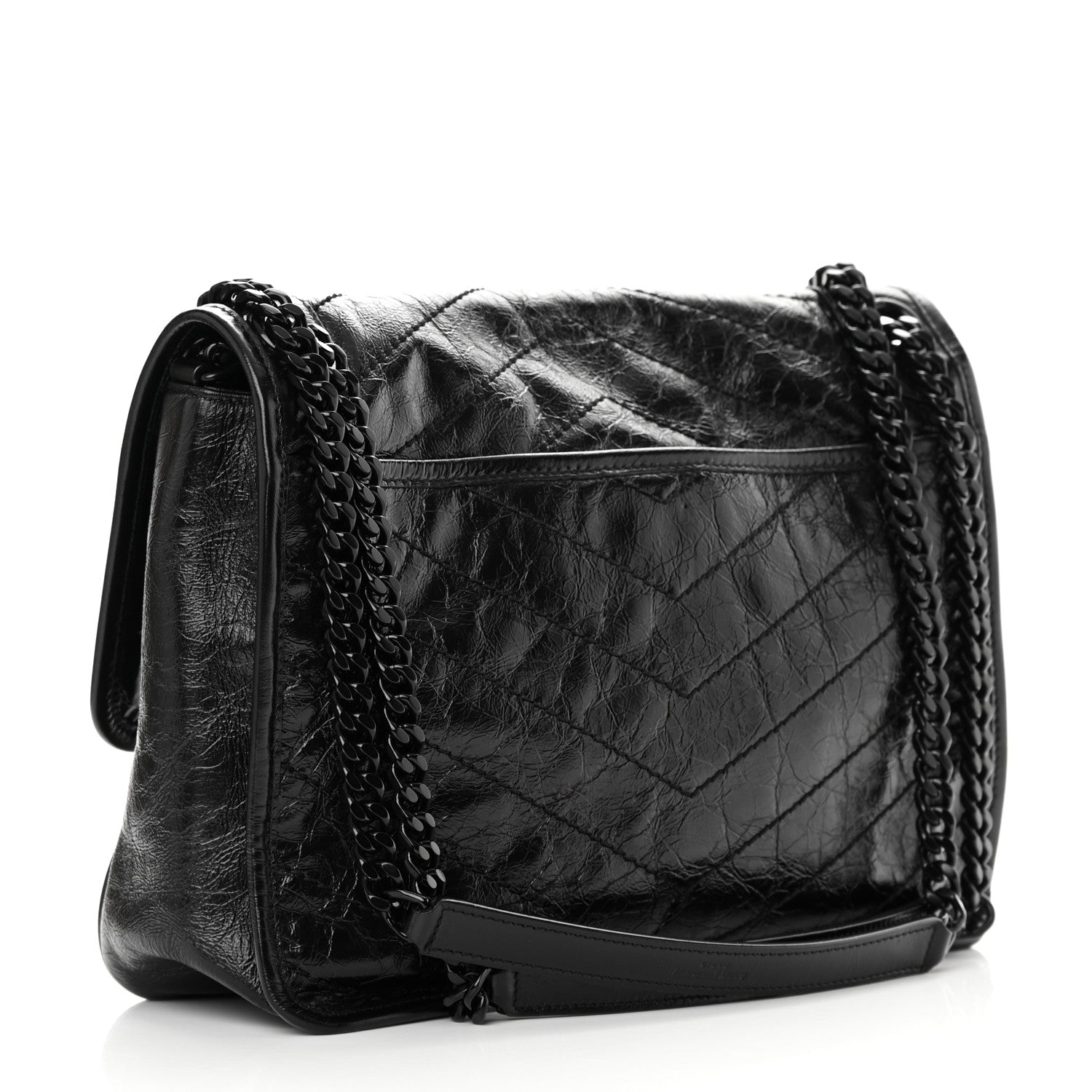 Saint Laurent Crinkled Calfskin Matelasse Monogram Medium Niki Chain Satchel Black 3 of 10