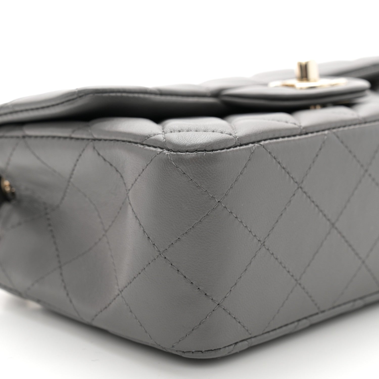 Chanel Lambskin Quilted Mini Rectangular Flap Dark Grey 9 of 11