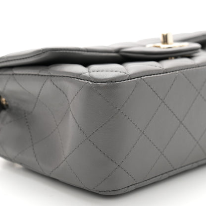 Chanel Lambskin Quilted Mini Rectangular Flap Dark Grey 9 of 11