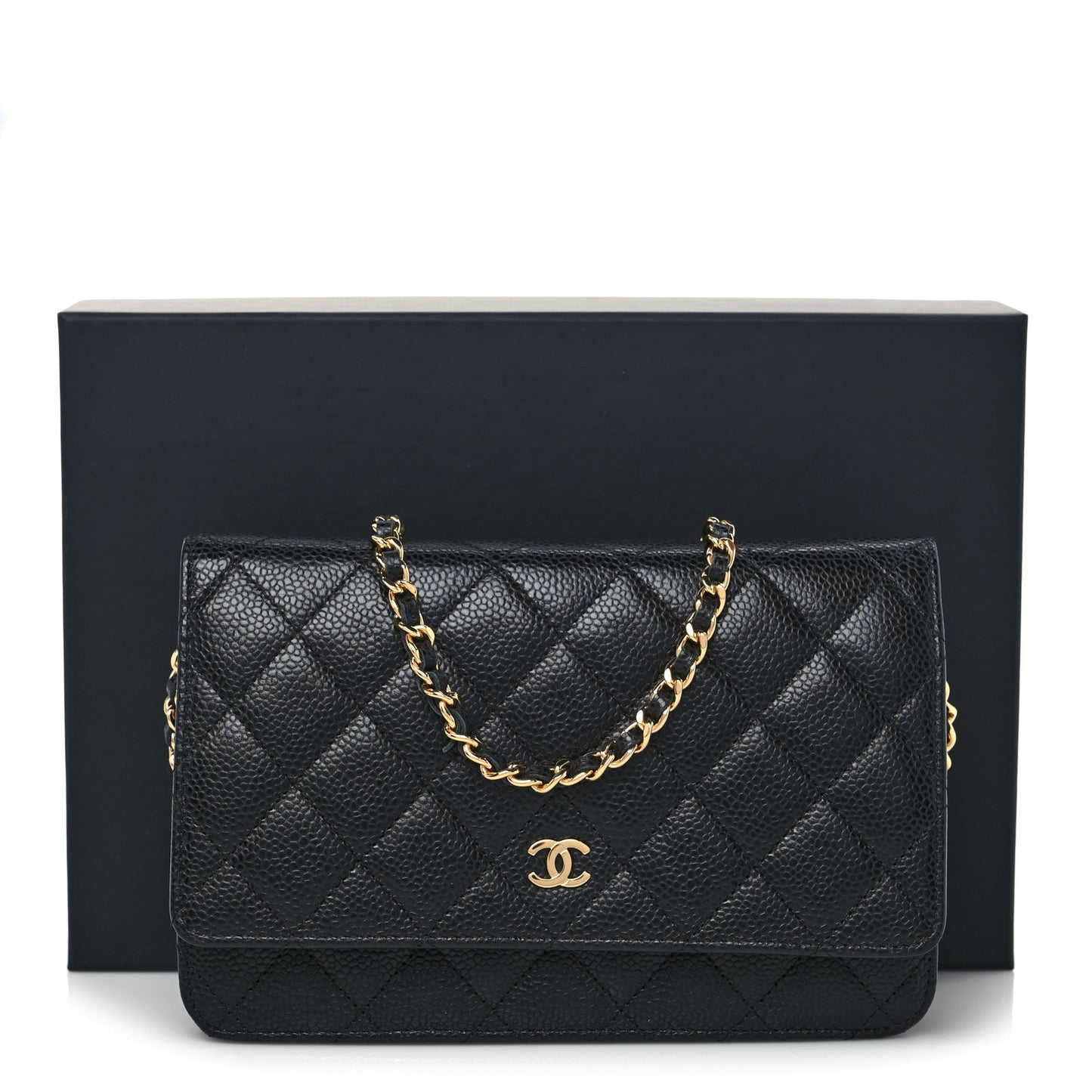 Caviar Quilted Wallet On Chain WOC Black