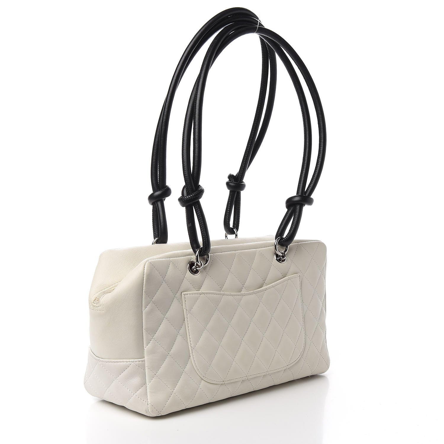 Chanel Calfskin Quilted Large Cambon Bowler White Black 2 of 14