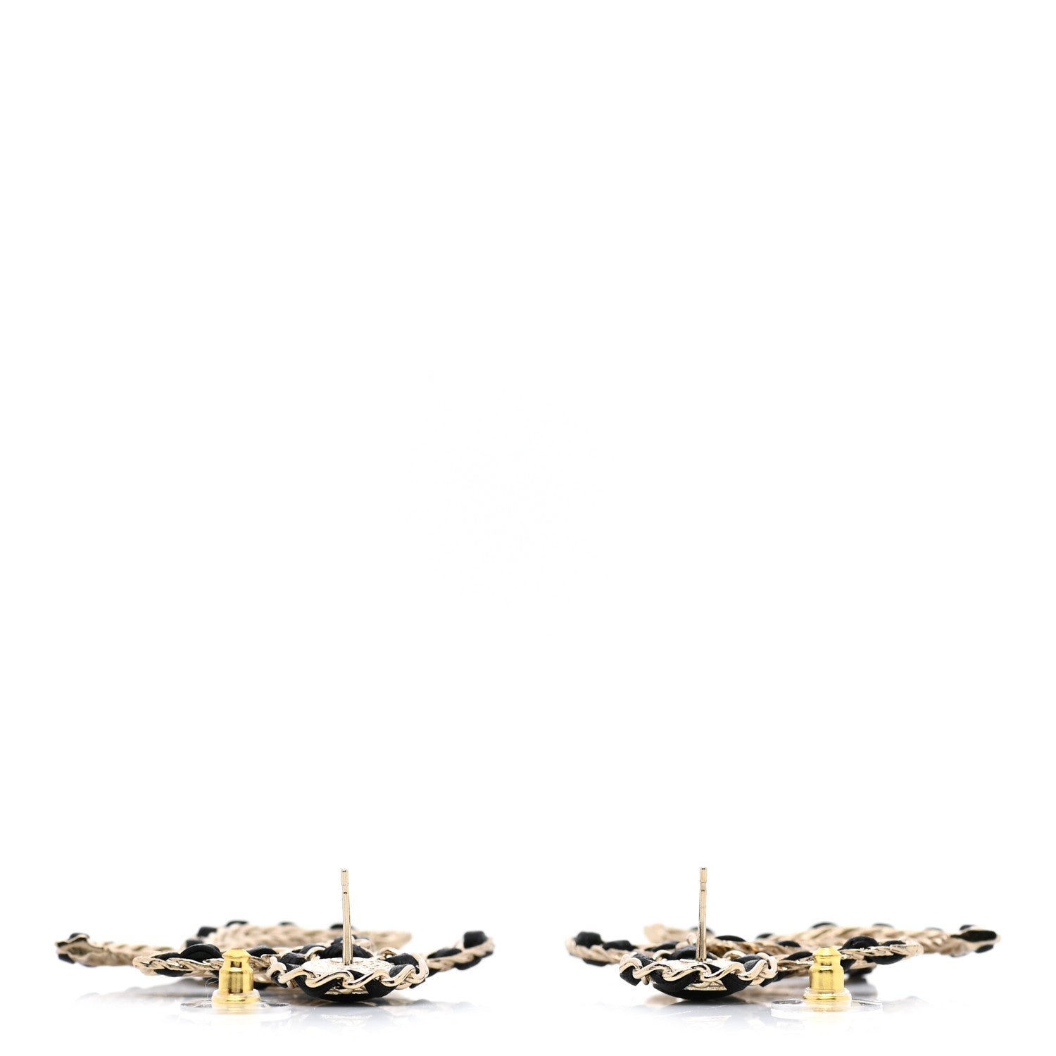 Chanel Lambskin CC Chain Drop Earrings Black Gold 3 of 5