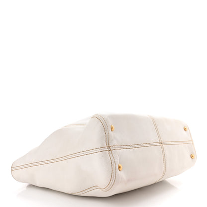 Chanel Calfskin Wood Chain Tote White 4 of 14