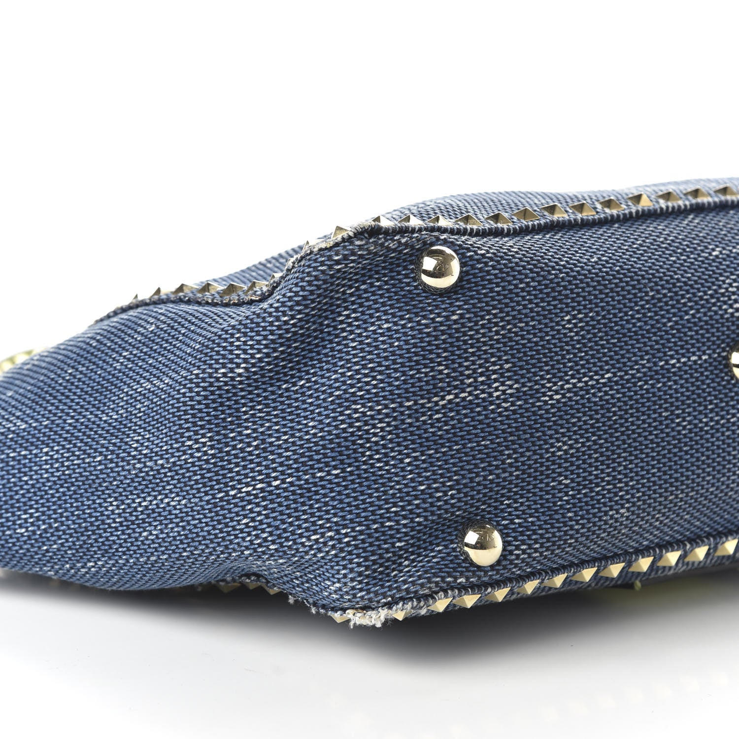 Valentino Garavani Denim Medium Rockstud Tote Blue Green 6 of 10