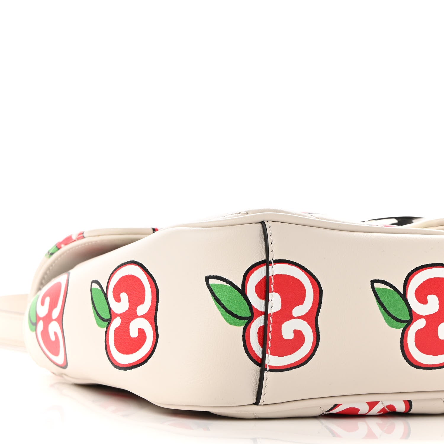 Gucci Calfskin Monogram Matelasse Diagonal GG Apple Small GG Marmont Shoulder Bag Ivory 9 of 9