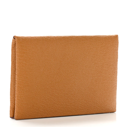 Hermes Chevre Mysore Verso Calvi Card Case Caramel Mauve Sylvestre 3 of 7