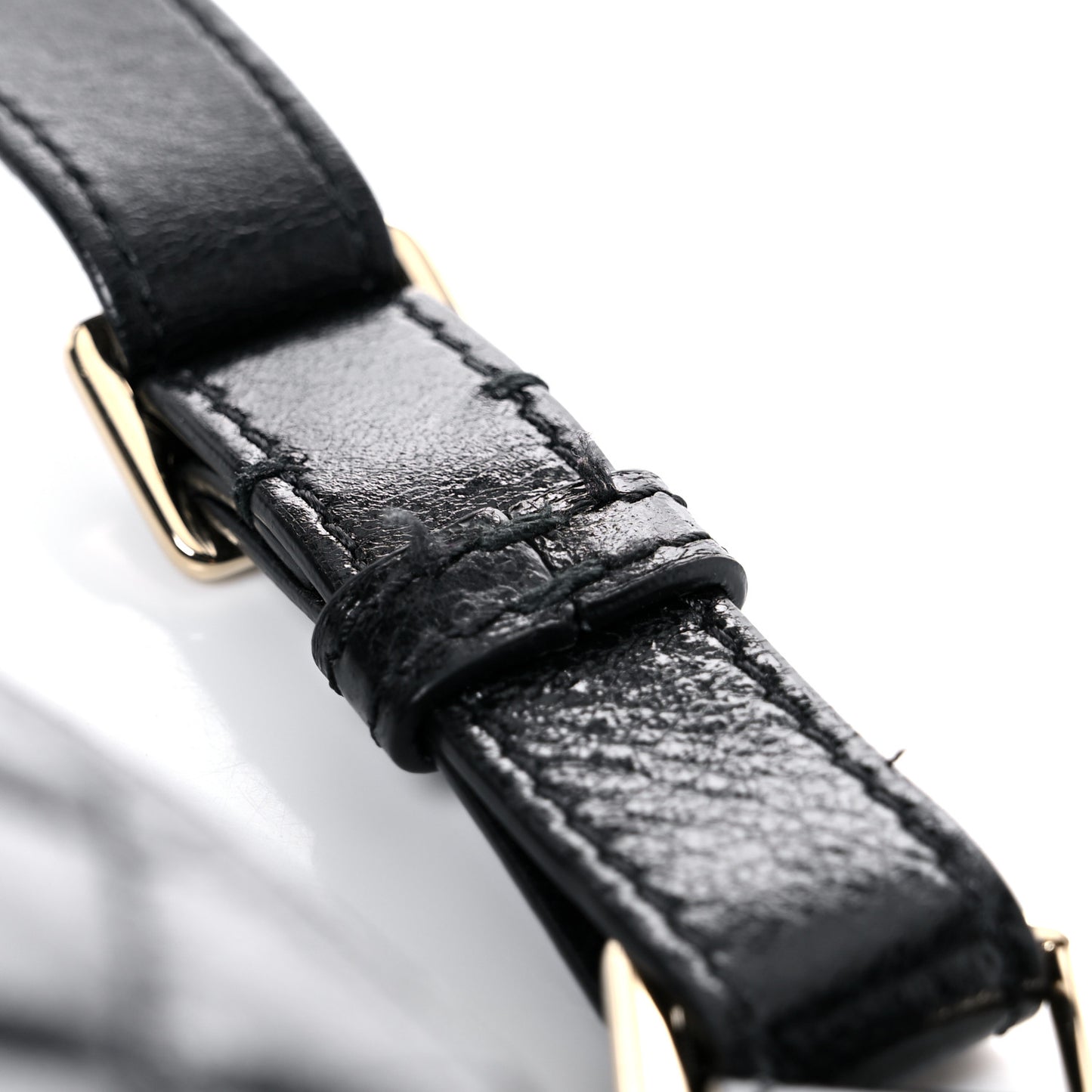 Crumpled Glazed Lambskin Quilted Waist Bag Fanny Pack Black